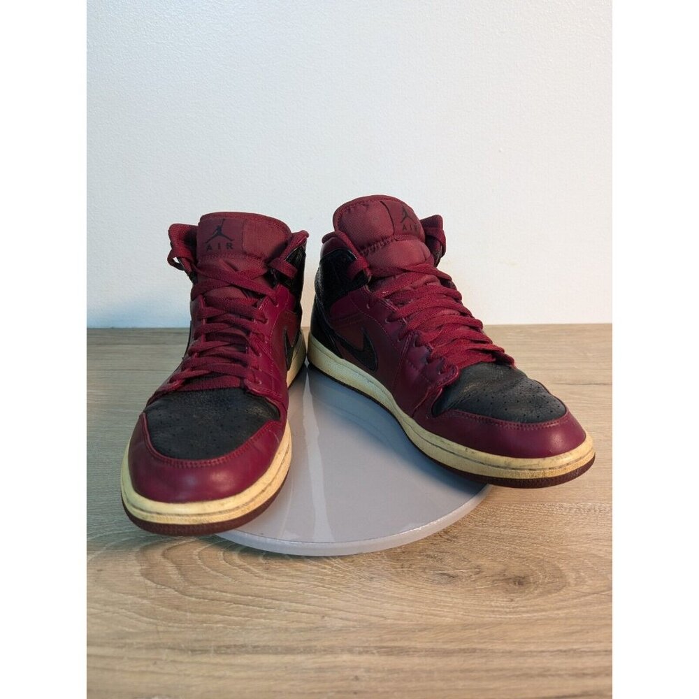 Nike Air Jordan 1 Retro Mid 554724-601 Men 9 Basketball Shoes Red Black Sneakers